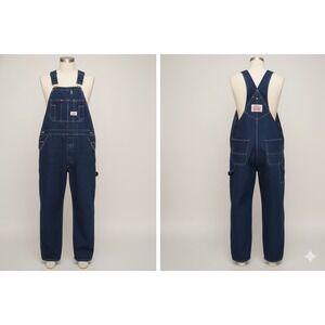 Round House Denim Bib Overalls Carpenter Style Blue Workwear Made in USA Size M
